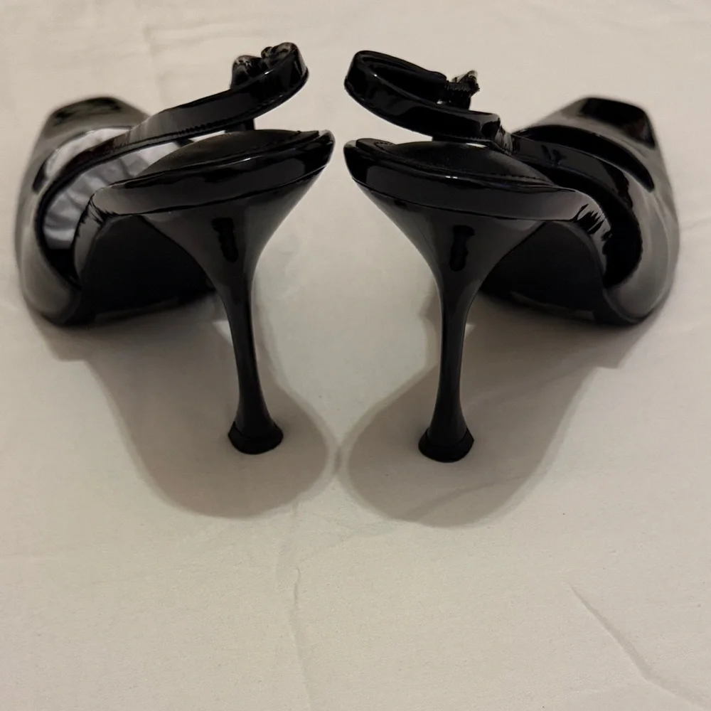 Fashion Nova Black Patent Slingback Square-Toe Heels - Picture 2 of 5